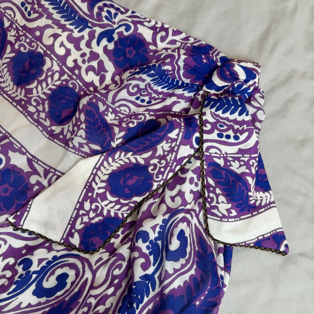 Zara Purple Blue Paisley Wrap Sarong Swimsuit Cover Up Skirt S - Picture 4 of 14